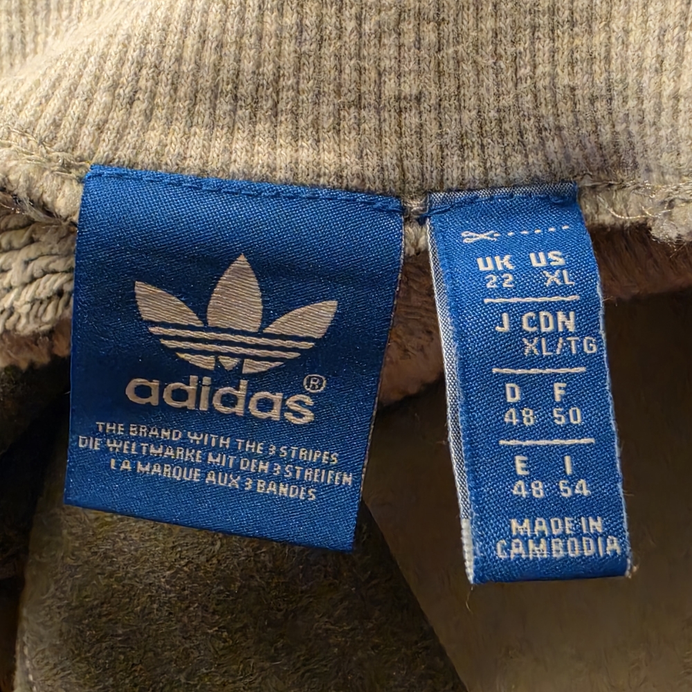 adidas Trefoil Color-block Sweatshirt Gray/Navy/White Crop Mock Neck – Size XL - Picture 11 of 11